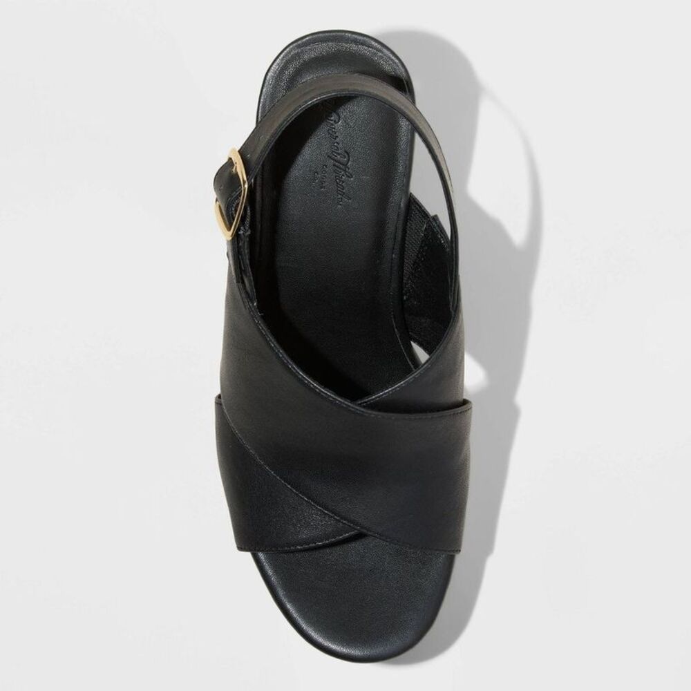 Open Box - Universal Thread - Women's Naomi Wood Wedge Heels with Mem Black - Picture 3 of 4